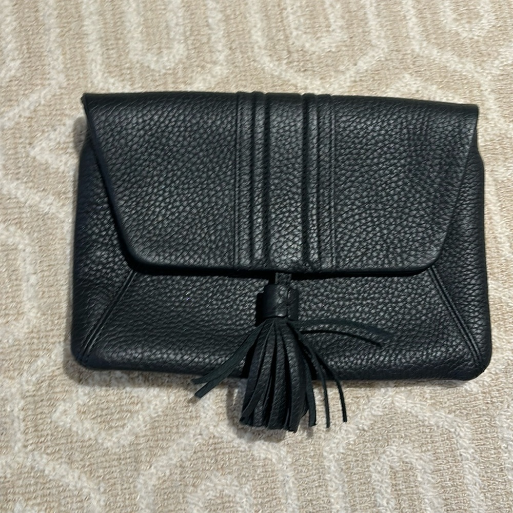 Gigi black leather clutch